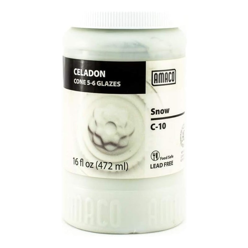AMACO Celadon C-10 Snow White High Fire Transparent Gloss Glaze Pint, 16 oz. (473 mL), 100% Mixable Mid-High Fire Cone 5-6 (C) Liquid Ceramic Pottery Glaze for Bisque - Image 2